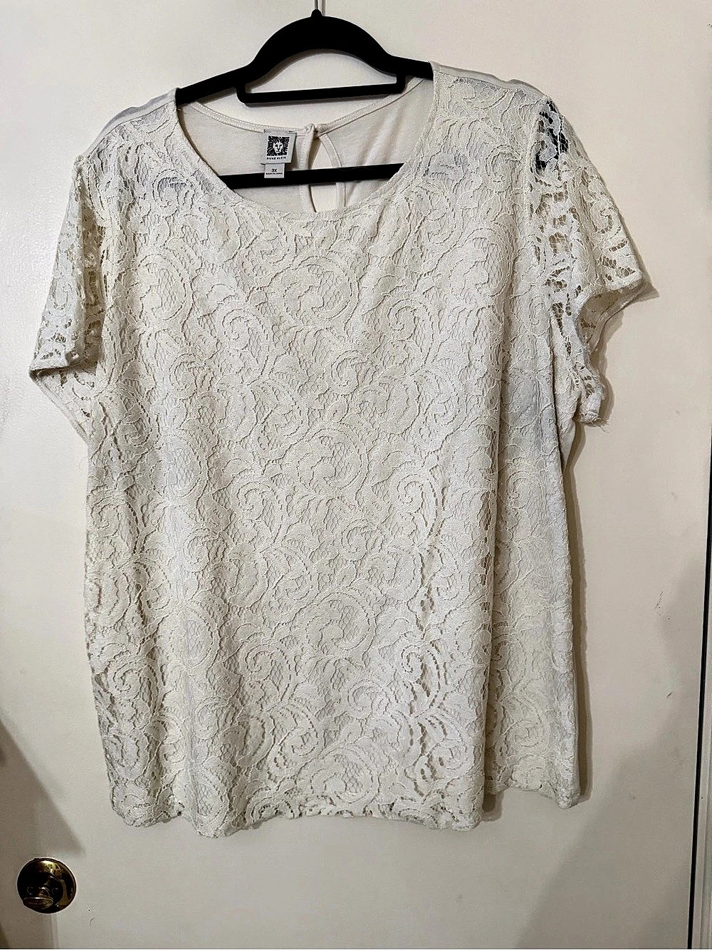 Anne Klein Floral Lace Short Sleeve Top 3X Like New